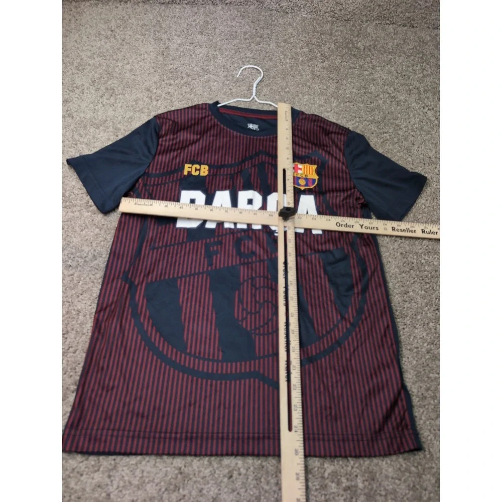 FC Barcelona Kids Soccer‎ Jersey T Shirt FCB BARCA Red Black Stripe L/G
